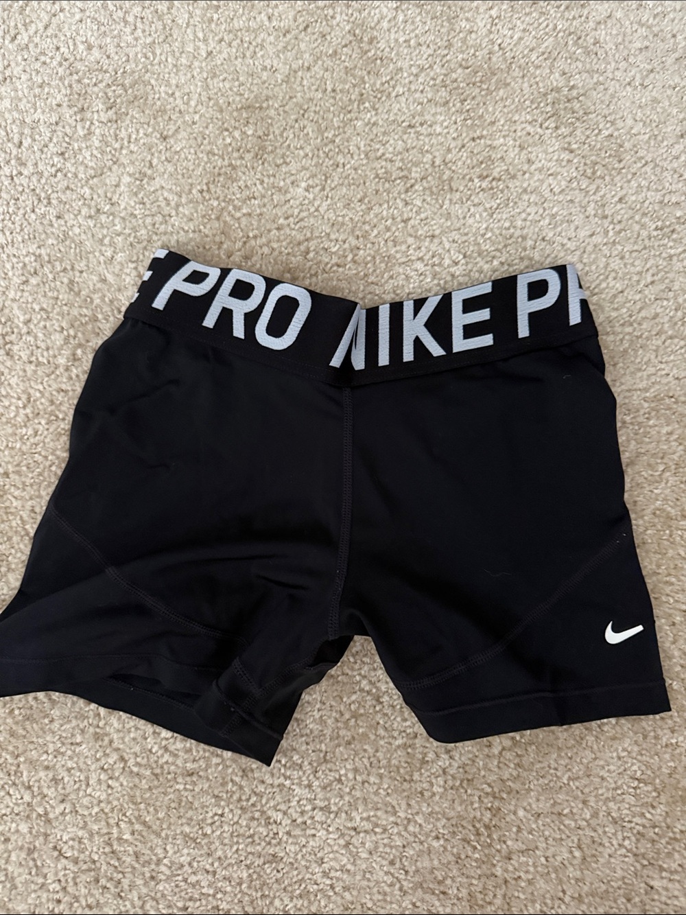 Nike Black Women's Pro Stretch Bike Shorts with White Logo